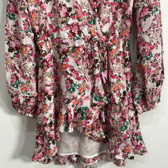 Rococo Sand "Vie" Floral Print Wrap Style Mini Dress Floral Size Medium - Picture 4 of 12